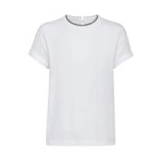 Brunello Cucinelli Vit Bomull Crew Neck T-shirt White, Dam