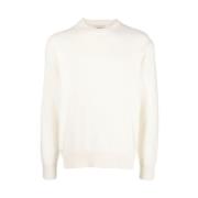 Laneus Vit Crew-Neck Stickad Tröja White, Herr