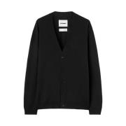 Jil Sander Svart Ull V-ringad Stickad Tröja Black, Herr