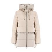 Duno Quiltad ullparka med vadderad huva White, Dam