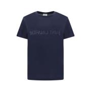 Saint Laurent Monogram Cotton T-Shirt Blue, Herr