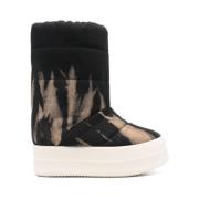 Rick Owens Quiltade Svarta Mid-Calf Flatform Skor Black, Herr