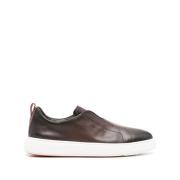 Santoni Cedar Brown Sneakers med dragflik Brown, Herr