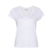 Mazzarelli Vit V-ringad Jersey T-shirt White, Dam