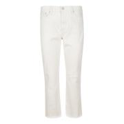 Ralph Lauren Logo Patch Flared Jeans White, Dam