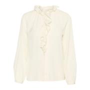 InWear Feminin Blus med Rynkdetalj White, Dam