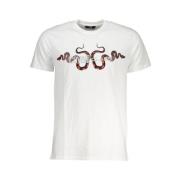 Cavalli Class Vit Bomull Logo Print T-shirt White, Herr