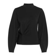 InWear Svart Draperad Blus Top & T-Shirt Black, Dam