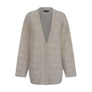 Balenciaga Ullstickad Logo Cardigan Beige, Dam