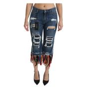 Dolce & Gabbana Elegant Cropped Jeans med låg midja Blue, Dam