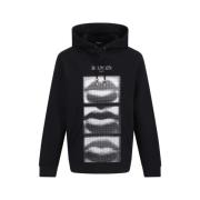 Balmain Bomullshoodie med ikonisk monogram Black, Herr