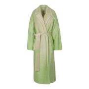 Liviana Conti Mohair Jacquard Kappa med Vändbar Krage Green, Dam