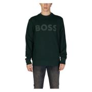 Hugo Boss Bomull Hoodless Sweatshirt Vår/Sommar Kollektion Green, Herr