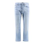 Hugo Boss Smala Stretch Bomulls Jeans med Dragkedja Blue, Herr