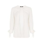 Roberto Cavalli Silke Tie-Front Top med V-ringning White, Dam