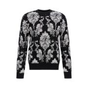 Roberto Cavalli Broccato Print Sweater Black, Herr