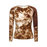 Roberto Cavalli Appaloosa Print Mesh Top Brown, Dam