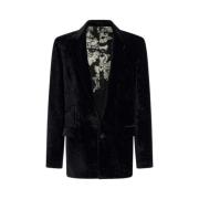 Roberto Cavalli Blazer med Broccato Print, Italiensk Design Black, Her...