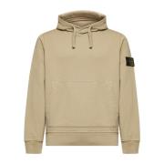 Stone Island Beige huvtröja med emblem och känguruficka Beige, Herr