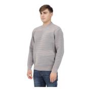 Armani Exchange Beige Crewneck Sweater med Kontrastdetaljer Gray, Herr