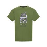 Roberto Cavalli T-shirt med ormskinnsmönster Green, Herr