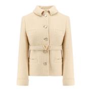 Valentino Ullblazer med Läderbälte Beige, Dam