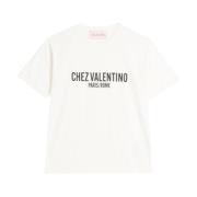 Valentino Tryckt Rund Hals T-shirt Vit White, Herr