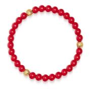 Nialaya 6mm Red Jade Bracelet with Gold Balls Yellow, Herr