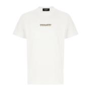 Dsquared2 Avslappnad Bomull T-shirt för Män White, Herr