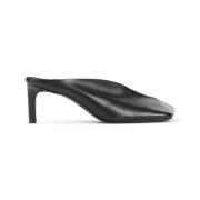 Jil Sander Svarta Lädertofflor Elegant Stil Black, Dam