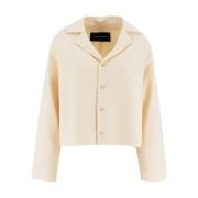 Fabiana Filippi Mjuk Ull Cropped Jacka med Revers White, Dam