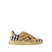 Burberry Beige Check Sneakers - Syntetisk Läder Beige, Dam