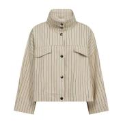 Co'Couture Pinstripad Jacka med Stora Bröstfickor Beige, Dam