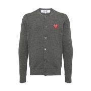 Comme des Garçons Play Logotyp Cardigan i Grå Gray, Herr