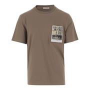 Helmut Lang Bomull Postkort Tryck T-shirt Brown, Herr