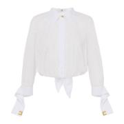 Elisabetta Franchi Vit Poplin Skjorta med Metall Strass White, Dam