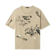 R13 Khaki Paint Splatter Stamp Avslappnad T-tröja Brown, Dam