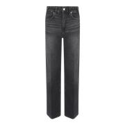 Paige Svarta Wide-Leg Jeans Aw24 Gray, Dam