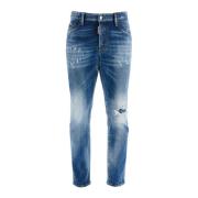 Dsquared2 Marinblå Använd Effekt Slim Fit Jeans Blue, Herr