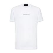 Dsquared2 Logo Print Vit T-shirt Lätt Jersey White, Herr