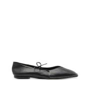 Alohas Svart Läder Fyrkantig Tå Slip-On Skor Black, Dam