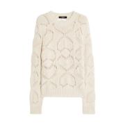 Max Mara Weekend Elegant Stickad Tröja med Rund Hals Beige, Dam