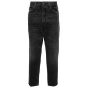 Lardini Svart Sliten Denim Jeans Black, Dam