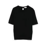 Saint Laurent Svart Ullstickad Crew Neck T-shirt Black, Dam