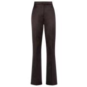 Fendi Högmidjade satinbyxor, slim-fit, utsvängda Brown, Dam