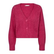 Co'Couture Rosa Pointelle Cardigan Tröja Pink, Dam