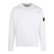 Stone Island Logo Crewneck Sweatshirt Ss25 Regular Fit White, Herr