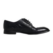 Dolce & Gabbana Svarta läder Wingtip Formella Skor Black, Herr