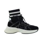 Pinko Stretch Sock Sneakers med Broderat Logotyp Black, Dam