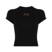 Ottolinger Svart Crew Neck Kort Raglan Ärmar Black, Dam